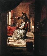 HOOCH, Pieter de Couple with Parrot sg oil painting
